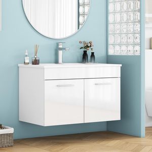 32-Inch Wall Mounted <b>Bathroom</b> <b>Vanity</b> with Double Doors Soft Close Sink Combo Luxury Wall Mount <b>Bathroom</b> Cabinet - Product Image 2