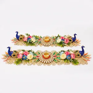 Portavelas Redondo de Tela con Bordado Floral de Pavo Real, Hecho a Mano, Color Personalizado para Decoración del Hogar en Bodas, Navidad y Pascua - Product Image 2