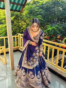 Divyam Creation <b>Red</b> Embroidered Spandex <b>Lehenga</b> Choli Floor-Length Traditional Indian Wedding Dress Women's Regular Fit Quick - Product Image 3