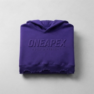 Sweat à capuche personnalisé pour homme, violet, en molleton épais délavé, coupe oversize, effet vieilli, avec logo en relief, style streetwear, OEM ODM - Product Image 4