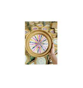 Bandeja de ratán vietnamita hecha a mano con incrustaciones de nácar para servir bebidas y aperitivos en hoteles y decoración del hogar con incrustaciones de concha natural. - Product Image 6