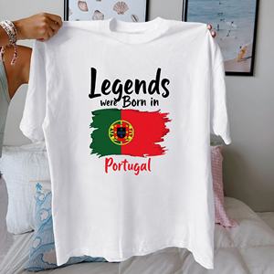 Bandera Leyendas nacieron en Portugal algodón puro Mujer camiseta ajuste cómodo - Product Image 4