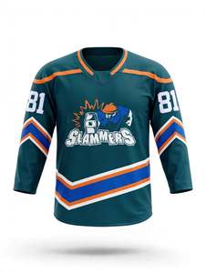 Maillot de hockey sur glace personnalisé sublimé bleu sarcelle foncé, uniforme d'entraînement d'équipe respirant haute densité, tenue de hockey sur glace personnalisée numérotée pour hommes - Product Image 1