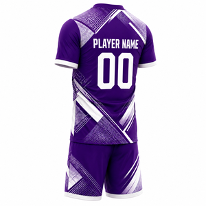 Tenue de football haut de gamme coupe athlétique, ensemble maillot et short imprimé couleur unie, personnalisable pour équipe, entraînement et matchs professionnels - Product Image 6