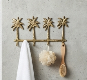 Premium Palm Tree Wall <b>Hooks</b> Metal Gold Finish Rust Resistant Novelty Design For Clothing Storage Organization - Product Image 3