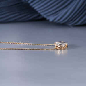 จี้เพชรทรงรีทองคำขาว 14KT เพชรเลี้ยงในห้องปฏิบัติการสำหรับผู้หญิง เครื่องประดับหรูหรา 3 เม็ด ของขวัญสำหรับวันครบรอบและงานแต่งงาน น้ำหนัก 2.02 กรัม - Product Image 6