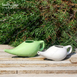 Pot Neti en céramique verte classique HealthAndYoga, capacité de 250 ml, pour irrigation nasale naturelle, soulagement de la pression des sinus, lavage nasal, prix en gros - Product Image 3