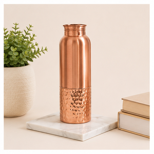 Bouteille d'eau en cuivre pur en gros, design demi-martelé, anti-fuite, écologique, pour la guérison ayurvédique - Product Image 4