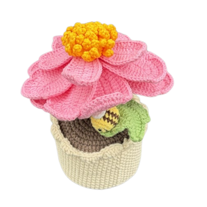 Maceta amigurumi de flores rosas hecha a mano al por mayor con flor de hilo tejido para decoración del hogar o decoración de escritorio de oficina, regalo. - Product Image 3