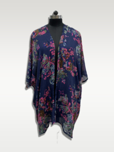Floral Print Chiffon Kimono <b>Boho</b> Loose V-Neck Batwing Sleeve Asymmetrical Hem <b>Summer</b> Casual <b>Dress</b> - Product Image 1
