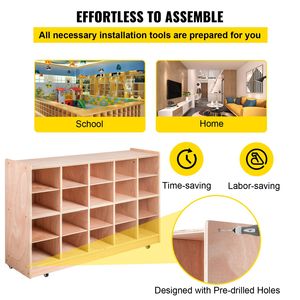 Armadietto Mobile con 20 Scomparti, Scaffale per Organizzazione Aula con 4x5 Cubicoli, Ripiano per Bambini - Product Image 2