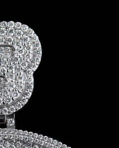 Moissanite Round T M <b>Initial</b> Pendant <b>Necklace</b> Iced Out Hip Hop Luxury Statement Jewellery for Men - Product Image 3