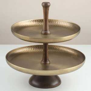 Premium Vintage Elegant Aluminum 2-Tier Handmade <b>Flower</b>-Shaped Cake Stand Dessert <b>Display</b> Rack for Wedding Party Hotel Indoor - Product Image 5