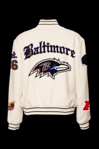 Veste universitaire en cuir Baltimore Raven, écologique, coupe-vent, streetwear, blanche - Product Image 5
