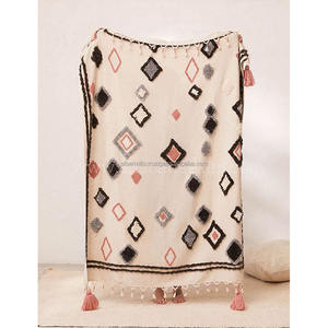 Minimal Decorative Boho Tufted Bedding <b>Throw</b> Blankets with <b>Tassels</b> & Striped Durable Lightweight Boho Tufted <b>Throw</b> Sofa Blankets - Product Image 5