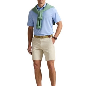 Shorts pour hommes, couleur beige unie, style bermuda, taille mi-haute, fermeture boutonnée, tissu en coton Oxford, style décontracté avec poches, design tissé - Product Image 6