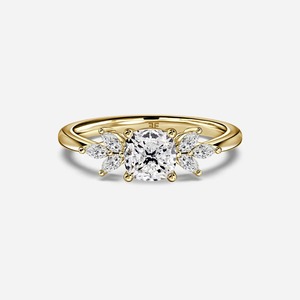Anillo de Compromiso con Diamante Ovalado de 3.3CT Cultivado en Laboratorio, con Piedras Laterales en Forma de Hoja Marquise, Oro de 14K, OEM - Product Image 3