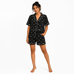 Cosh International Delta Sigma Sorority Greek Apparel <b>Black</b> White Heart Dot Combo With Luxury Print Women Elegant <b>Set</b> - Product Image 1