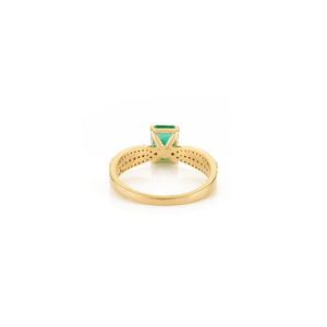 Anillo de Boda de Oro Amarillo K14 Sólido con Esmeralda y Diamantes, Piedra de Nacimiento de Mayo, Venta al por Mayor de Fábrica, Joyería de Gran Demanda - Product Image 6