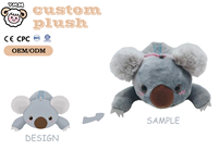 Boneka Rakun Kustom Abu-abu Kartun Hewan Boneka Isi Desain Ritsleting Telinga Berbulu Detail Bordir Super Hari Valentine