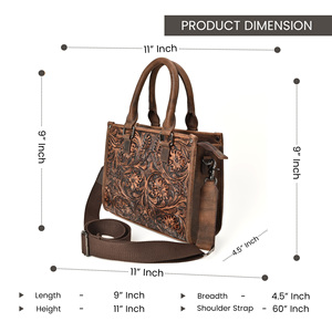 Bolso Tote de Cuero Genuino Hecho a Mano para Mujer, Estilo Western con Grabado Floral, Bolso de Hombro Cruzado Vintage Hecho a Mano - Product Image 3
