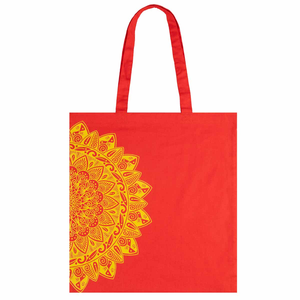 Red Canvas Tote <b>Bag</b> <b>Medium</b> <b>Size</b> Geometric Pattern pp Webbing Handle Zipper Closure Fashion Daily Outdoor Use - Product Image 1