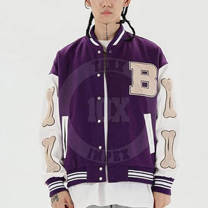 Street Ready Winter Jacket with Premium Patch Embroidery Contrast Sleeves Soft Fabric Fashion Letterman Jacket - Product Image 4