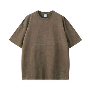 เสื้อยืดผู้ชายเฮฟวีเวตแขนสั้นเสื้อโอเวอร์ไซส์สีพื้นสีทึบซักได้แบบว่างเปล่า - Product Image 1