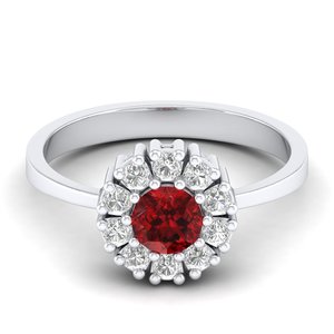 Bague en or massif 14 carats REYES faite à la main avec diamant certifié IGI pour femme, prix de gros, coupe ronde, pierre précieuse grenat 0,5 carat - Product Image 5