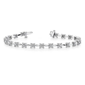 Sparkling Prong <b>Set</b> Round 4.40 Carats Tennis Bracelet White LAB - GROWN l Earth Mined Diamond - Product Image 5