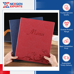 Nexgen Exports, Fabricante Indio, Carpeta de Menú de Cuero PU Hecha a Mano, Estilo Lujoso, Calidad Estándar, Logotipo Personalizado OEM/ODM - Product Image 3