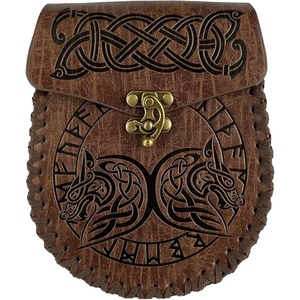 Sporran écossais personnalisé en cuir véritable, pochette des Highlands, design celtique viking gaufré, accessoire traditionnel pour kilt, vente en gros - Product Image 2