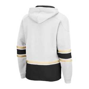 Unisex Ice Hockey Hoodie <b>White</b> <b>Black</b> Gold <b>Striped</b> Lace-Up Front Pocket Regular Fit Full Sleeve Breathable 100% Cotton Winter - Product Image 4