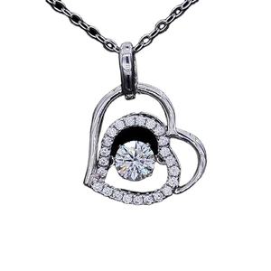 Pendentif diamant Moissanite rond blanc avec argent sterling glacé Hip Hop cadeau de mariage hommes femmes or coeur motif bijoux - Product Image 2