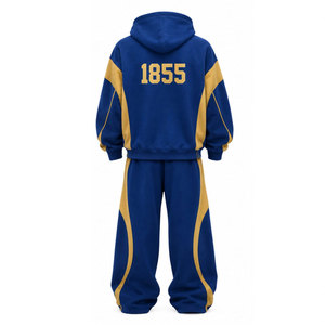 Ensemble de survêtement imprimé Sigma Chi 1873 Winter Streetwear, bleu et or, unisexe, avec sweat à capuche zippé et pantalon à cordon de serrage et poches - Product Image 6