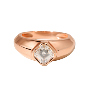 Bague de Fiançailles Minimaliste en Or Massif 10K 14K 18K avec Diamant de Laboratoire Taille Asscher et Moissanite – Vente en Gros - Product Image 3
