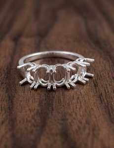 925 Sterling Silver 5x7mm Oval Semi Mount <b>Ring</b> Adjustable Prong Setting <b>Ring</b> <b>Blank</b> DIY Jewelry Making Supplies for Gemstones - Product Image 1