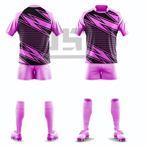 Ensemble de maillot et short de rugby à col en V en polyester 100 %, imprimé numérique, écologique, antibactérien et coupe-vent pour l'entraînement - Product Image 1