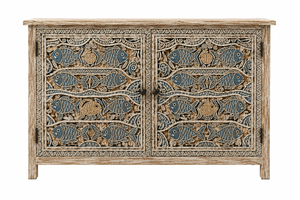 Hand Carved Coastal Fish Design Solid Wood Sideboard <b>Cabinet</b> for Living <b>Room</b> <b>Dining</b> <b>Room</b> and Hallway <b>Storage</b> - Product Image 5