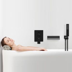 Set Doccia e Vasca da Bagno Nero Opaco a Parete con Doccetta per Camere da Letto Moderne - Product Image 4
