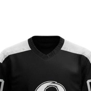 Men Black Sublimated Ice Hockey Jersey Shorts Set Polyester V Neck Printed <b>Athletic</b> Sportswear Team Match Wear Apparel - Product Image 3
