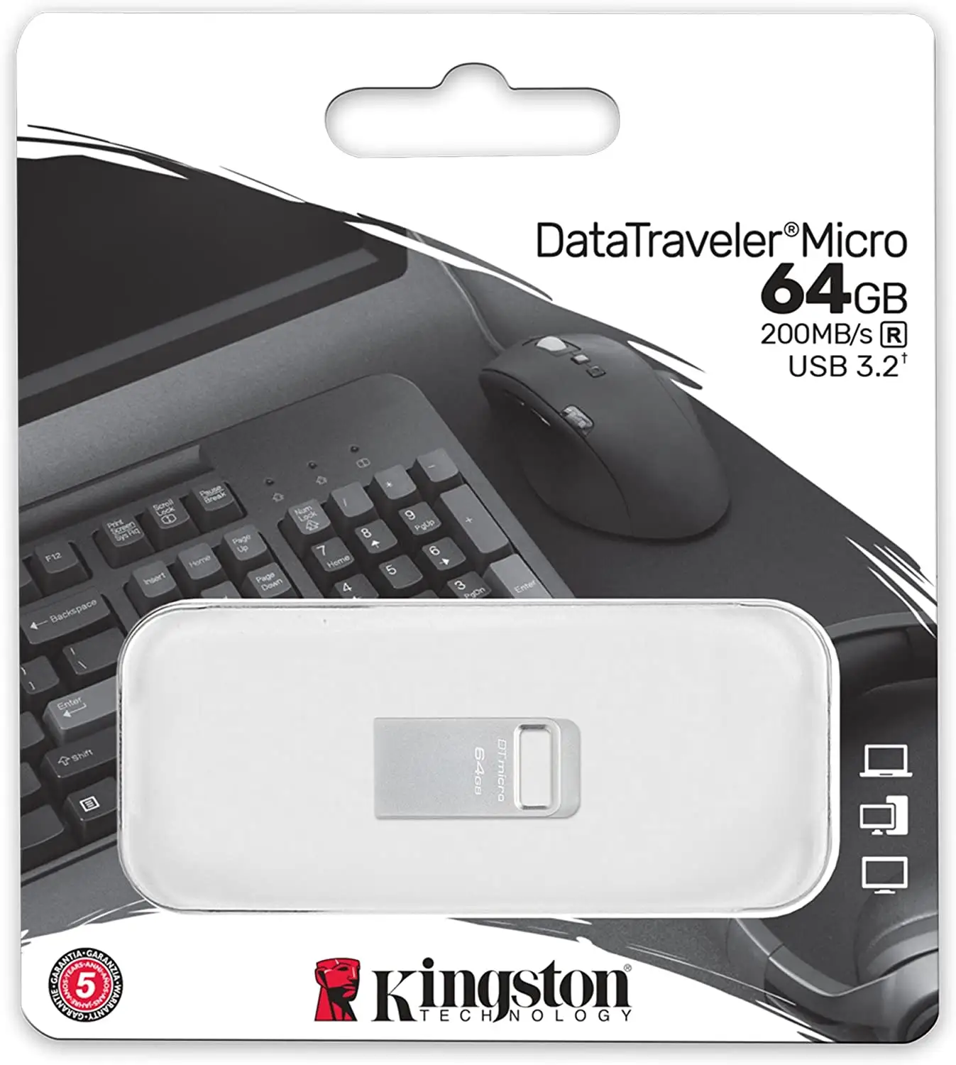 Kingston DataTraveler Micro 64GB 128GB 256GB USB Flash Drive Ultra-Small Premium Metal Design USB 3.2 Gen 1 Speeds up to 200MB/s