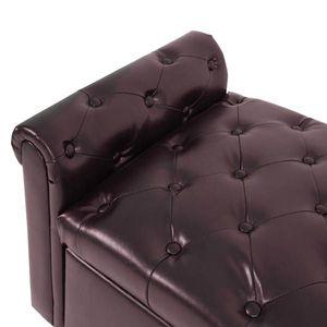 Multifunctional Brown Storage Sofa Stool with PU Leather Armrests - Product Image 6