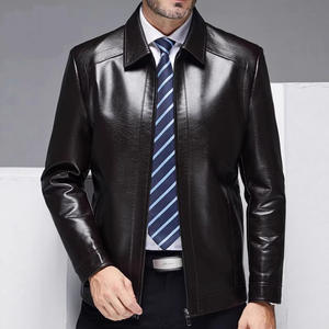 Chaqueta de Motociclista de Cuero para Hombre, Estilo Urbano, Resistente al Viento e Impermeable, Cuello Alto, Forro de Cuero Genuino, Invierno - Product Image 4