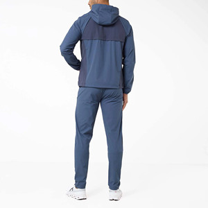 Chándal Deportivo con Capucha para Hombre, Estampado, Color Azul Acero, Costuras Raglán, Bolsillos con Cremallera, Puños Elásticos, Cintura Elástica de Tela - Product Image 2