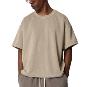 Custom Cropped Oversized Box Fit 100% Cotton T-Shirt for Men Solid Pattern Box Tee Blank for Printing - Product Image 1