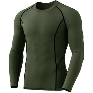 High Quality Solid Color <b>Compression</b> <b>Shirt</b> for <b>Men</b> Performance Stretch Gym Sports Wear Regular Fit Quick Dry Breathable - Product Image 3