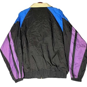 Veste coupe-vent unisexe athlétique bicolore, style rétro, imperméable, effet vintage, tissu nylon, col montant, fermeture éclair sur le devant - Product Image 2