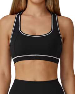 Conjunto Deportivo para Mujer, Bra Deportivo en Contraste Blanco y Negro y Leggings de Cintura Alta, Elásticos, para Yoga, Fitness, Gimnasio, Personalizables, OEM, Venta al Por Mayor - Product Image 1