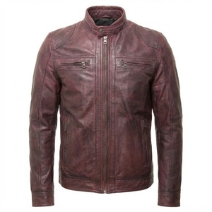 Custom Logo Genuine Leather Motorcycle Riding Jacket for Men Bomber Style Men's Winter <b>Canvas</b> Leather Jackets - Product Image 1
